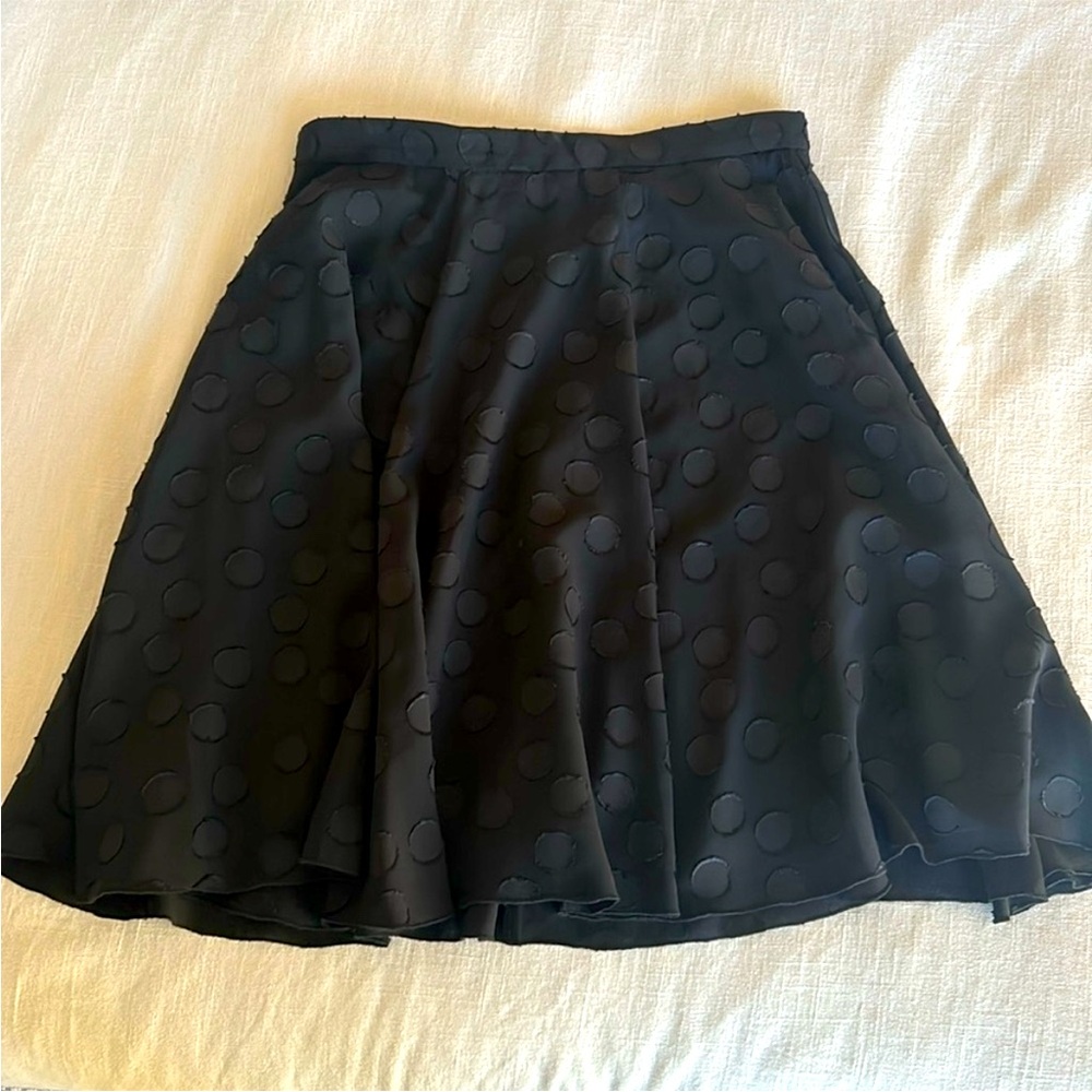 Ann Taylor black a line mini skirt black with circles